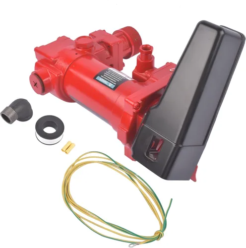 Vista 4 de Bomba de transferencia de combustible roja resistente de 115 V 15 GPM AC con protección térmica de sobrecarga para aceite, combustible, gasolina