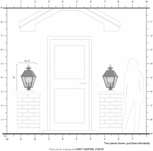 Vista 9 de Livex Lighting 2169-04 Mansfield - Cabezal de poste para exteriores con 3 luces, color negro