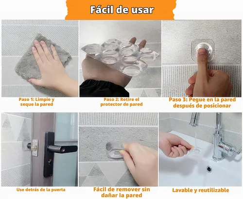 Vista 6 de Tope de puerta para pared, súper silencioso, súper ajuste, paquete