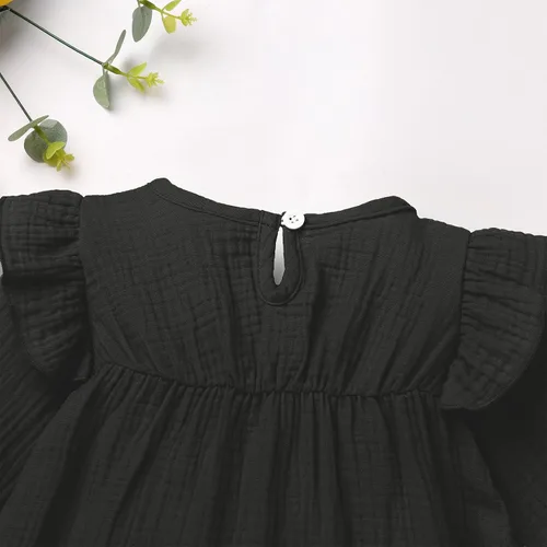 Vista 3 de Vestido mexicano de manga larga con bordado floral, para fiesta, traje étnico tradicional, vestido de verano con volantes