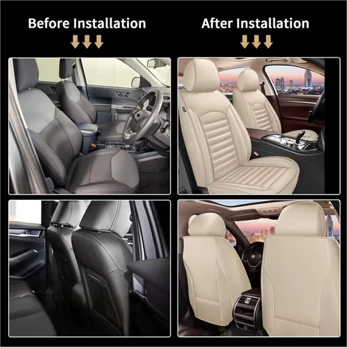 Vista 6 de IKABEVEM Fundas de Asientos de Coche Compatibles con GMC Canyon 2015-2025 2026 Cojín de Asiento Impermeable de Cuero Sintético Compatible con Airbag