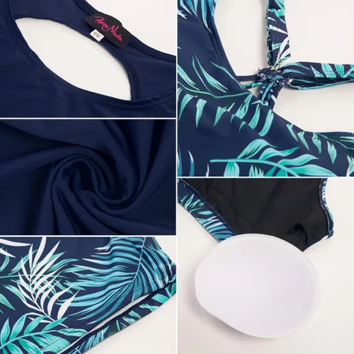 Vista 6 de Hanna Nikole Traje de baño tankini de 3 piezas para mujer, traje de baño con control de abdomen y pantalones cortos para niño, camiseta sin mangas