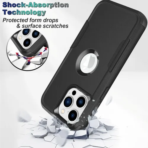 Vista 2 de Funda para iPhone 15 Pro – [2 protectores de pantalla de vidrio templado] [10 pies a prueba de caídas militar], funda protectora antideslizante a