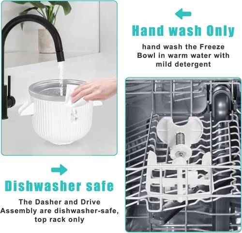 Vista 6 de Accesorio para máquina de helados para batidora de pie KitchenAid, compatible con batidoras de pie de 4.5 cuartos de galón y más grandes, tazón