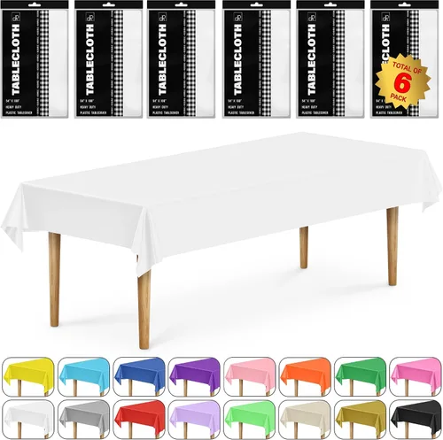 Vista 12 de DecorRack 2 Manteles rectangulares de plástico libres de BPA, 54 x 108 pulgadas, mantel de mesa para comedor, mantel rectangular para fiestas