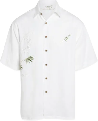 Vista 7 de Bamboo Cay Camisa tejida bordada casual de bambú volador de manga corta para hombre Tomato