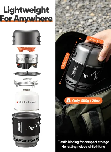 Vista 7 de Odoland 1L Heat Exchanger Backpacking and Camping Stove System