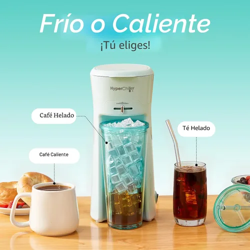 Vista 7 de Elite Gourmet HyperChiller EHC824 - Cafetera helada y caliente, color menta Adjustable flow/strength lever - includes 20oz tumbler, reusable