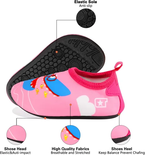 Vista 3 de TAGVO Zapatos de agua para niños y niñas, antideslizantes, zapatos de natación de piel descalza, calcetines acuáticos, para playa, natación