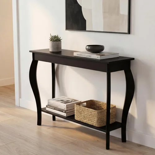 Vista 5 de ChooChoo Mesa consola estrecha, mesa de sofá elegante y decorativa, mesa de entrada, 39.3 pulgadas, color negro