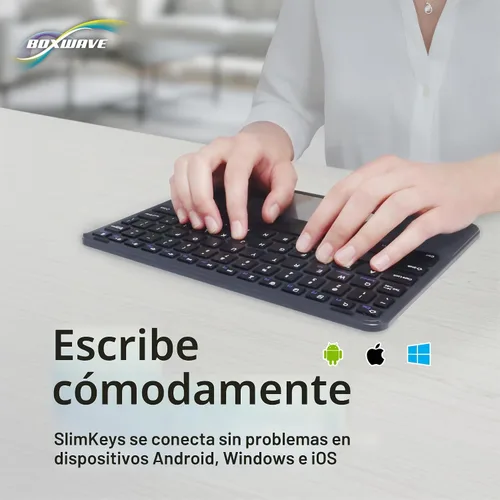 Vista 4 de BoxWave Teclado compatible con la tableta Chuwi Hi10, teclado Bluetooth SlimKeys con trackpad, panel táctil delgado portátil, color negro azabache