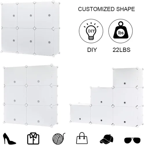 Vista 8 de KOUSI Organizador portátil para zapatos, 24 pares, estante de torre, soporte de gabinete de almacenamiento expandible para tacones, botas
