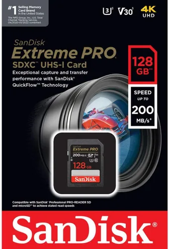 Vista 4 de Sandisk SDSDXXD-128G-ANCIN 128gb Extreme Pro Sd Flsh 200/140mb/s Rw C10 Uhs U3