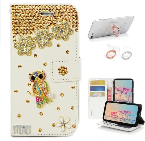 Vista 7 de Bling - Funda de piel con soporte para anillos, diseño 3D hecho a mano, 2 unidades, SBLDwRSSeries-18