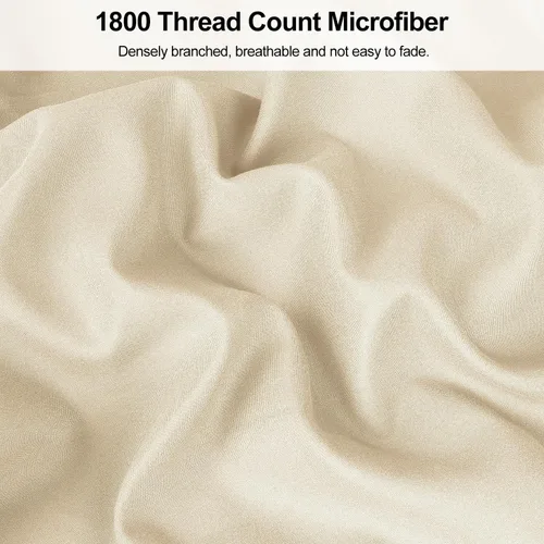 Vista 3 de Lirex Fundas de almohada (paquete de 2), fundas de almohada de microfibra cepillada suave de 1800 hilos, lavables a máquina, sin arrugas, Beige