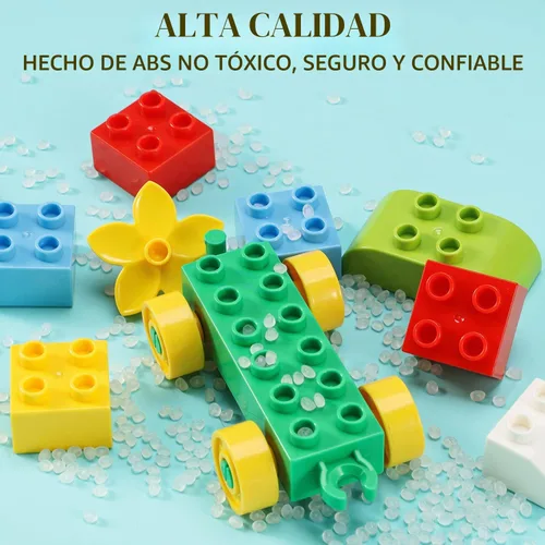 Vista 6 de Juguetes de bloques de construcción de dinosaurios, bloques de construcción con temática jurásica, con un tren de conteo, un gran T-rex y tres