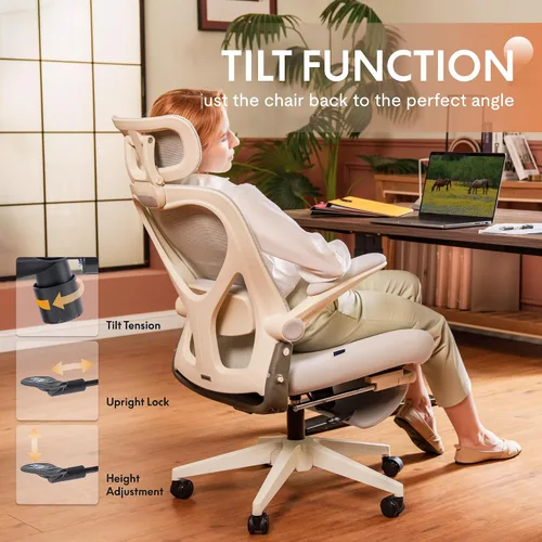 Vista 3 de FLEXISPOT Foldex - Silla de oficina ergonómica, silla plegable para espacios pequeños con soporte lumbar, reposabrazos abatibles, reposacabezas 3D