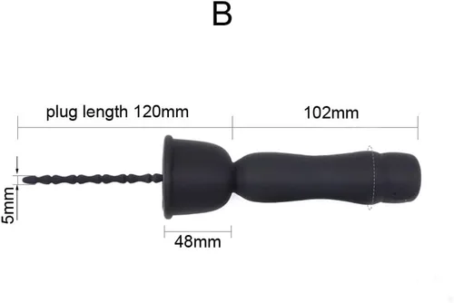 Vista 6 de Sonido vibratorio eléctrico de silicona para hombres Estimulación de uretra Masturbador de entrenamiento de pene masculino (B)