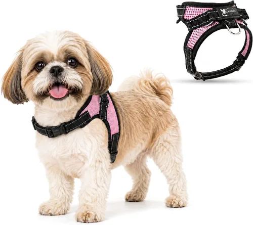 Vista 13 de Arnés ajustable reflectante para perro con asa evita tirones, XXS, Negro