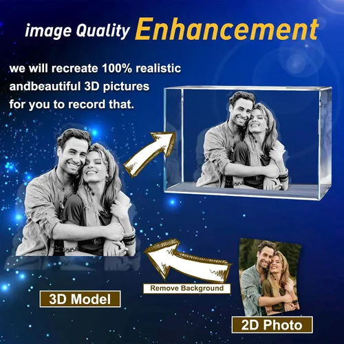 Vista 2 de Foto de cristal 3D, regalo personalizado para el día de la madre para mujeres, regalos de boda personalizados con tu propia foto para ella, él