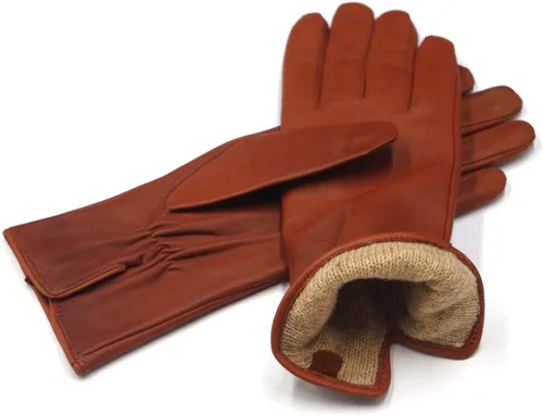 Vista 3 de MGGM collection Guantes de piel de cordero de napa para mujer, con forro de cachemira cálida