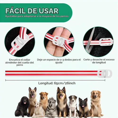 Vista 6 de Prevención de pulgas y garrapatas para perros, 4 collares antipulgas, 32