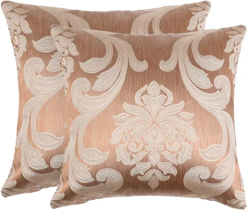 Vista 13 de NAPEARL Juego de 2 fundas de cojín con patrones jacquard beige dorado champán, funda de almohada decorativa para sofá, cama, atractivas fundas