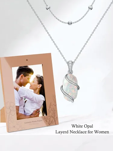 Vista 3 de Gifts for Women 925 Sterling Silver Necklace for Women Dainty Oval Stone Pendant Fine Jewelry Anniversary Birthday Valentines Day Gifts for Her