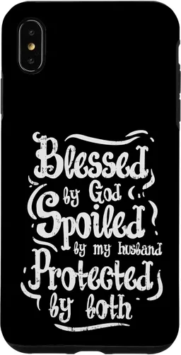 Vista 11 de iPhone 16 Blessed by God Spoiled by My Husband Funny Wife Mom Case