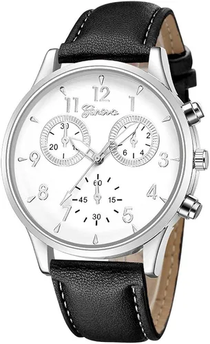 Vista 7 de Yunanwa Paquete de 6 relojes de cuarzo de cuero para hombre, Ginebra para niños, casual, de vestir, de pulsera al por mayor, Reloj de cuarzo