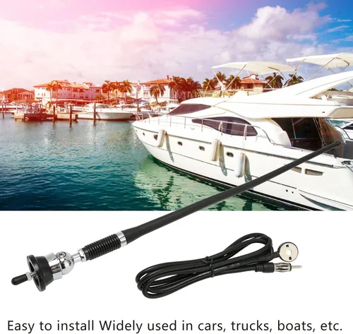 Vista 3 de Antena pasiva de radio para automóvil, amplificador integrado de goma suave, mástil flexible, FM AM Antenas estéreo para barco, coche, RV