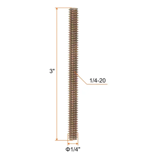 Vista 2 de uxcell 8 piezas Varilla completamente roscada de todo hilo de color zinc 1/4"-20, 7,6 cm de longitud, tornillo roscado de acero al carbono