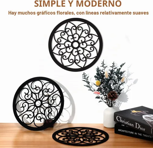 Vista 3 de Bnesi - 3 piezas redondas de madera para pared, decoración de pared redonda para pasillo Thickened 10x10 Inch Wooden Plaques, Comes With Mount