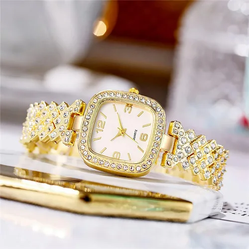 Vista 5 de ADSBIAOYE Reloj cuadrado de diamante vintage de lujo de moda reloj digital de cuarzo para mujer