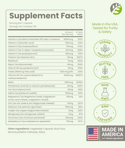 Vista 2 de BariSlim Cápsula multivitamínica bariátrica Once Daily - 18 mg de hierro - Vitamina bariátrica y suplemento para poscirugía incluyendo bypass