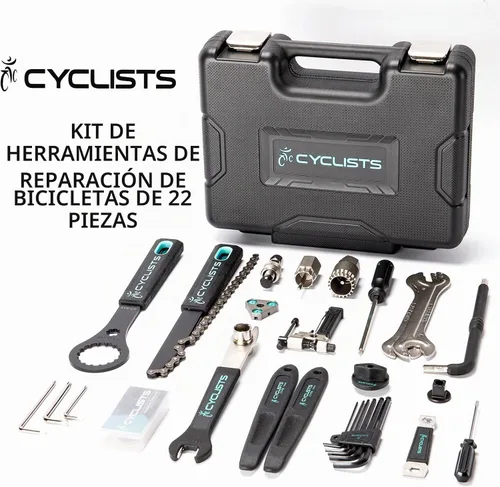 Vista 7 de Kit de herramientas para bicicleta con estuche de almacenamiento, juego de herramientas de reparación de bicicletas de 22 piezas, caja