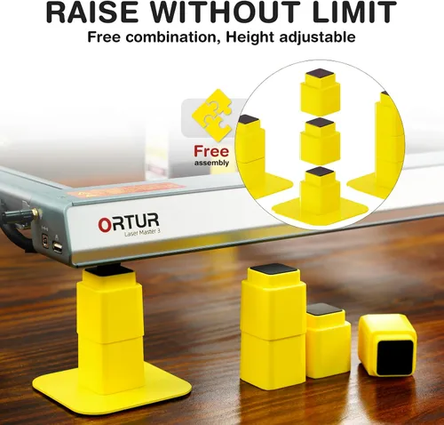 Vista 3 de ORTUR - Paquete de 4 grabadores láser universales para mejorar la altura, altura ajustable para máquina de corte de grabado láser Ortur Master 3