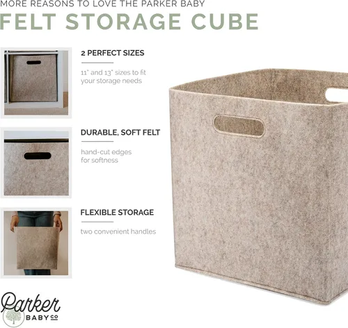 Vista 3 de Parker Baby Co - Cubo de almacenamiento plegable de fieltro, contenedor de Avena (Marrón jaspeado)