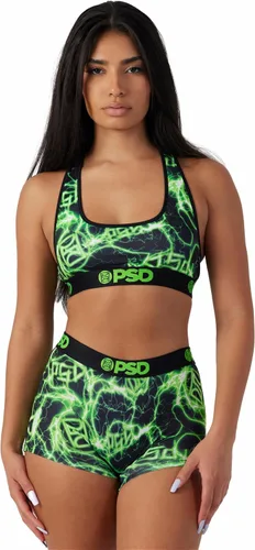 Vista 2 de PSD DC Comics - Brasier deportivo para mujer con espalda cruzada con tela de microfibra transpirable
