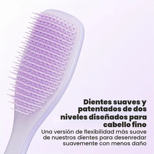 Vista 2 de Tangle Teezer, The Ultimate Detangler Fine & Fragile, Hipnótico Heather Patented two-tier, soft-flex teeth detangles & reduces breakage on wet or