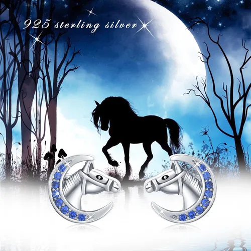 Vista 6 de ECHOOY Horse Stud Earrings 925 Sterling Silver Cute Horse Earrings Hypoallergenic Lucky Horse Jewelry Gifts Horse Lover Gift for Women Girls Teens