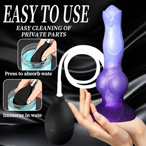 Vista 4 de Squirting Monster Dog Silicone Dildo with Suction Cup (Blue)