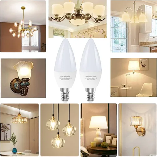 Vista 8 de GOSCHE Bombillas LED E12 para ventilador de techo, bombilla LED B11 de 6 W que reemplaza 60 vatios incandescente, 550 LM, 2700 K blanco cálido