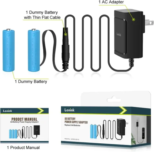 Vista 6 de Adaptador de fuente de alimentación AC Lenink para batería AA, reemplaza 2 baterías AA para farol de calabaza, luz LED, termostato, lámpara de mesa