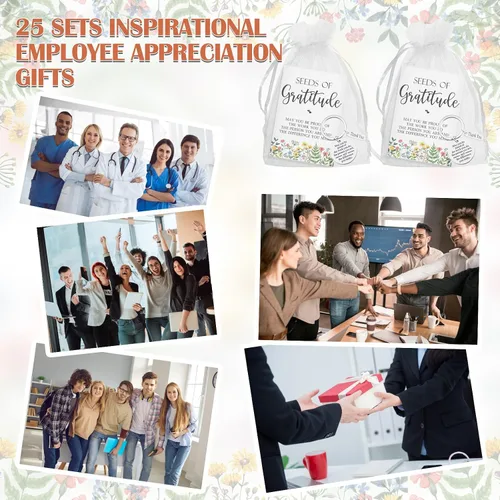 Vista 6 de 25 juegos de regalos de agradecimiento a los empleados para compañeros de trabajo incluyen 25 llaveros de agradecimiento 25 paquetes de semillas