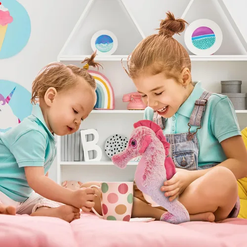 Vista 5 de DolliBu - Peluche de caballito de mar rosa, súper suave, lindo animal de peluche para niños y adultos, adorable juguete de regalo para niñas