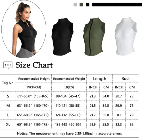 Vista 4 de AIEOE Womens Full Zip Sleeveless Workout Slim Fit Jacket Running Sports Track Top Vests