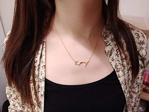 Vista 4 de Collares del zodiaco para mujer, chapados en oro de 14 quilates, 12 constelaciones, collar del zodiaco cáncer, regalo para adolescentes, niñas