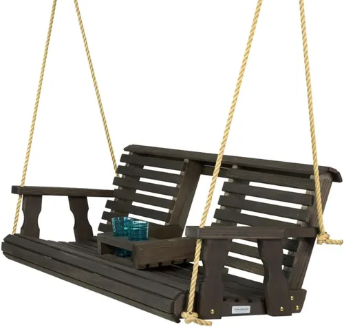 Vista 8 de Porchgate Amish - Columpio de porche tratado para consola de 800 libras con cuerdas para colgar (mancha de cedro)