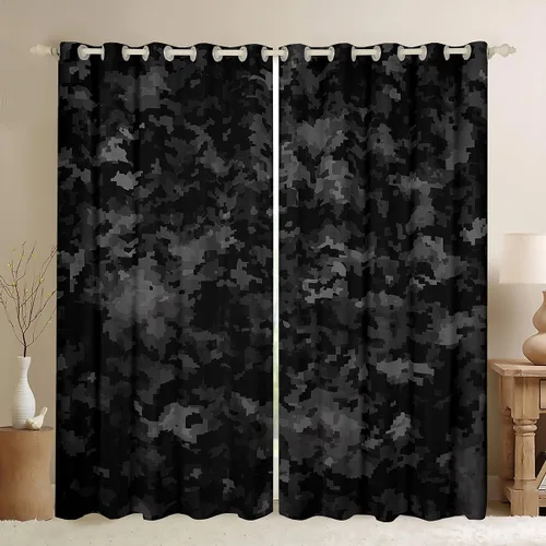 Vista 10 de Erosebridal Cortinas y cortinas de camuflaje para niños, adolescentes, jóvenes, adultos, hombres, decoración de dormitorio, cortinas opacas